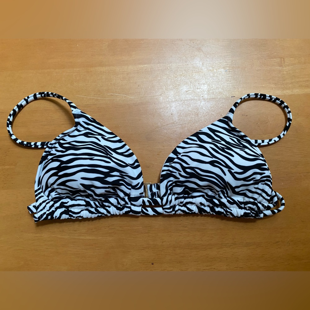 Hollister Black & White Printer Bikini Top